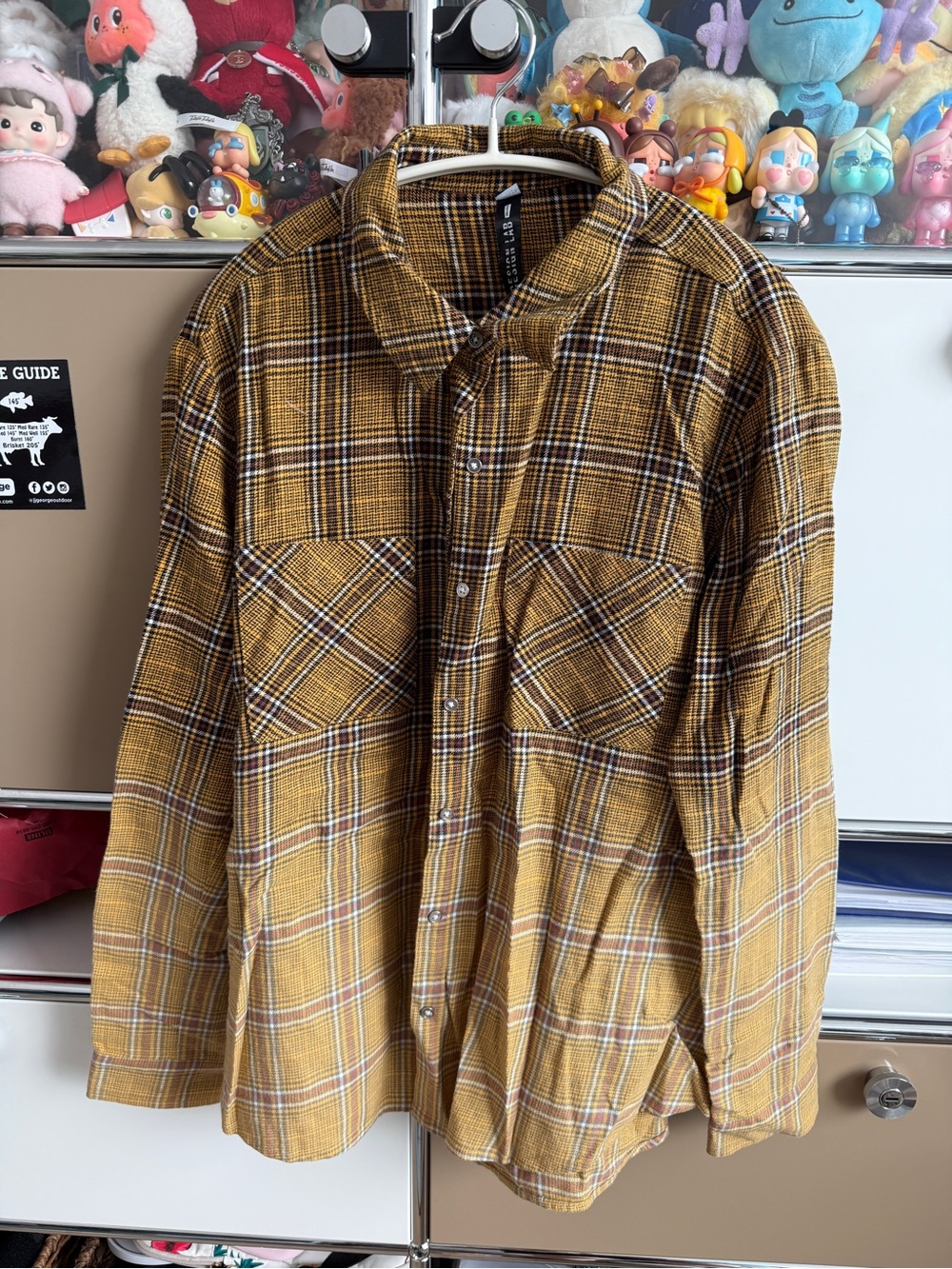 Lord & Taylor Mustard Plaid Button-Down Shirt